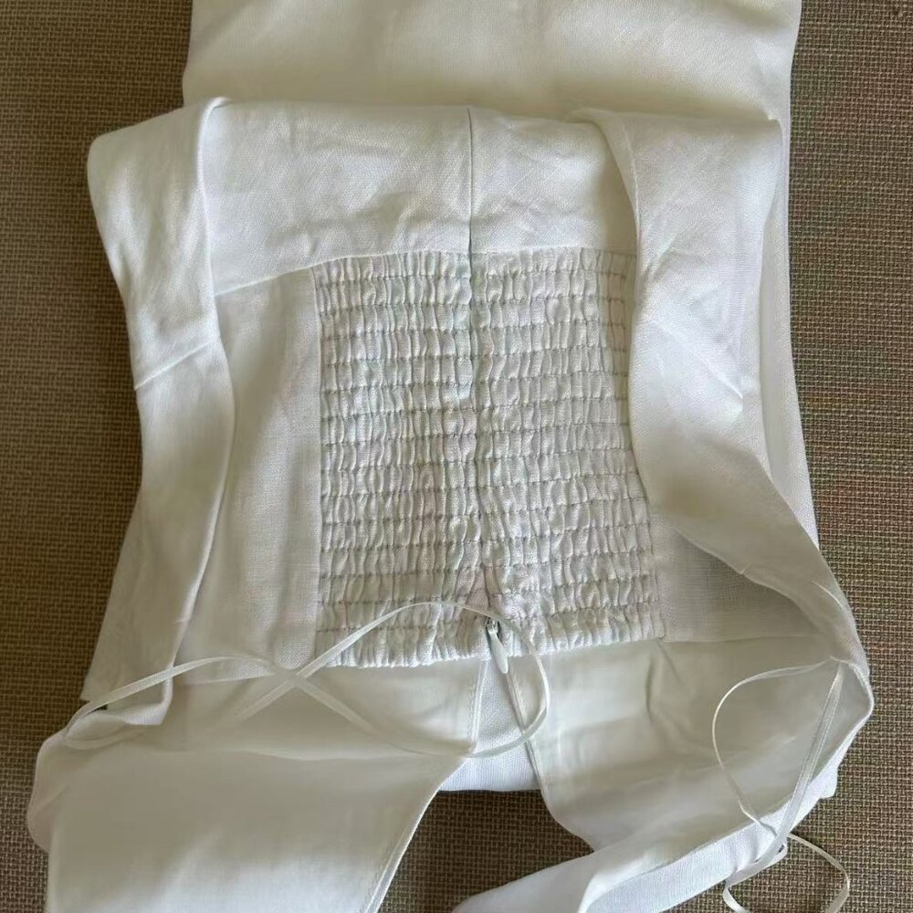 BEST Reformation Delilah Linen Maxi Dress Sz0/2 White Vacation Halter Wedding - Picture 10 of 15